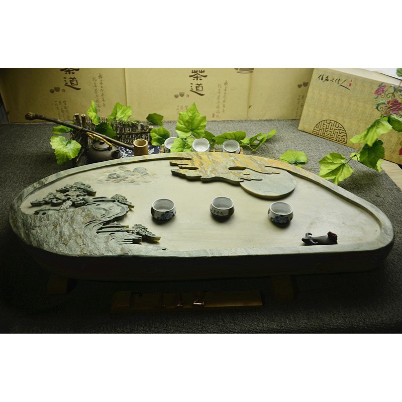 天然石材玉石茶台 茶海大小号特价石头茶盘 厂家手工易水砚端砚