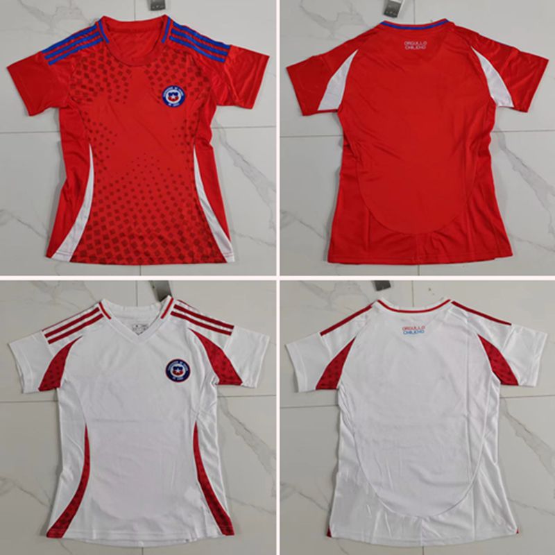 2425智利主场客场球迷版短袖球衣女装体育竞技热身运动足球服