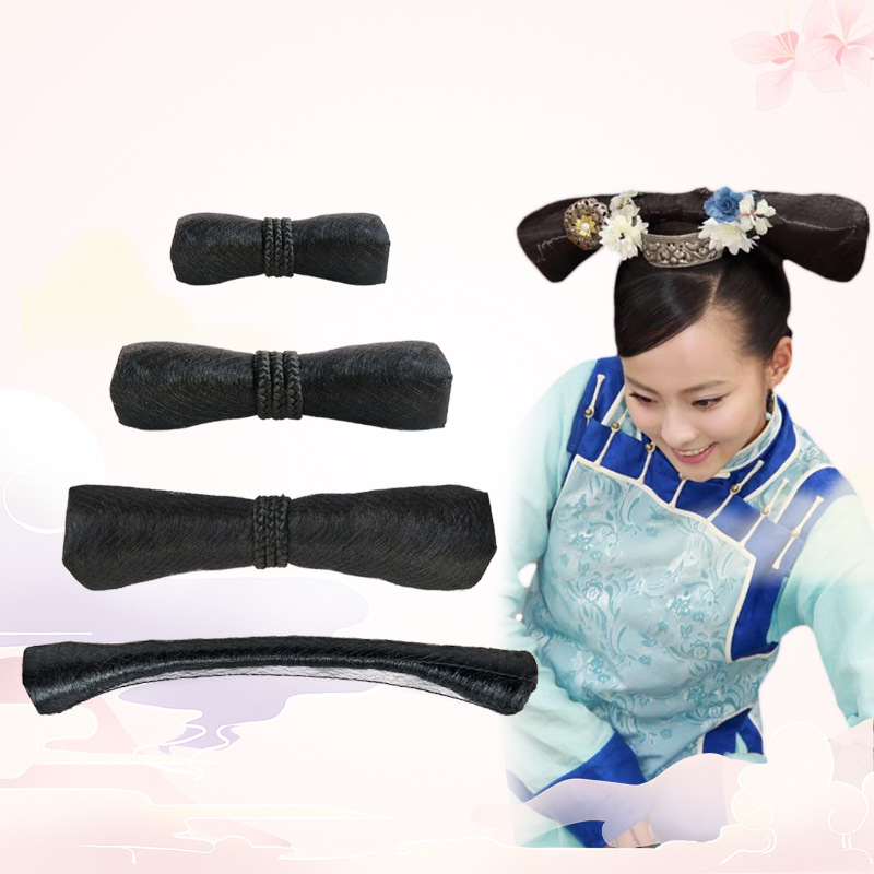 古装汉服假发女清朝格格福晋旗头古风影视一字棒造型影楼拍摄cos