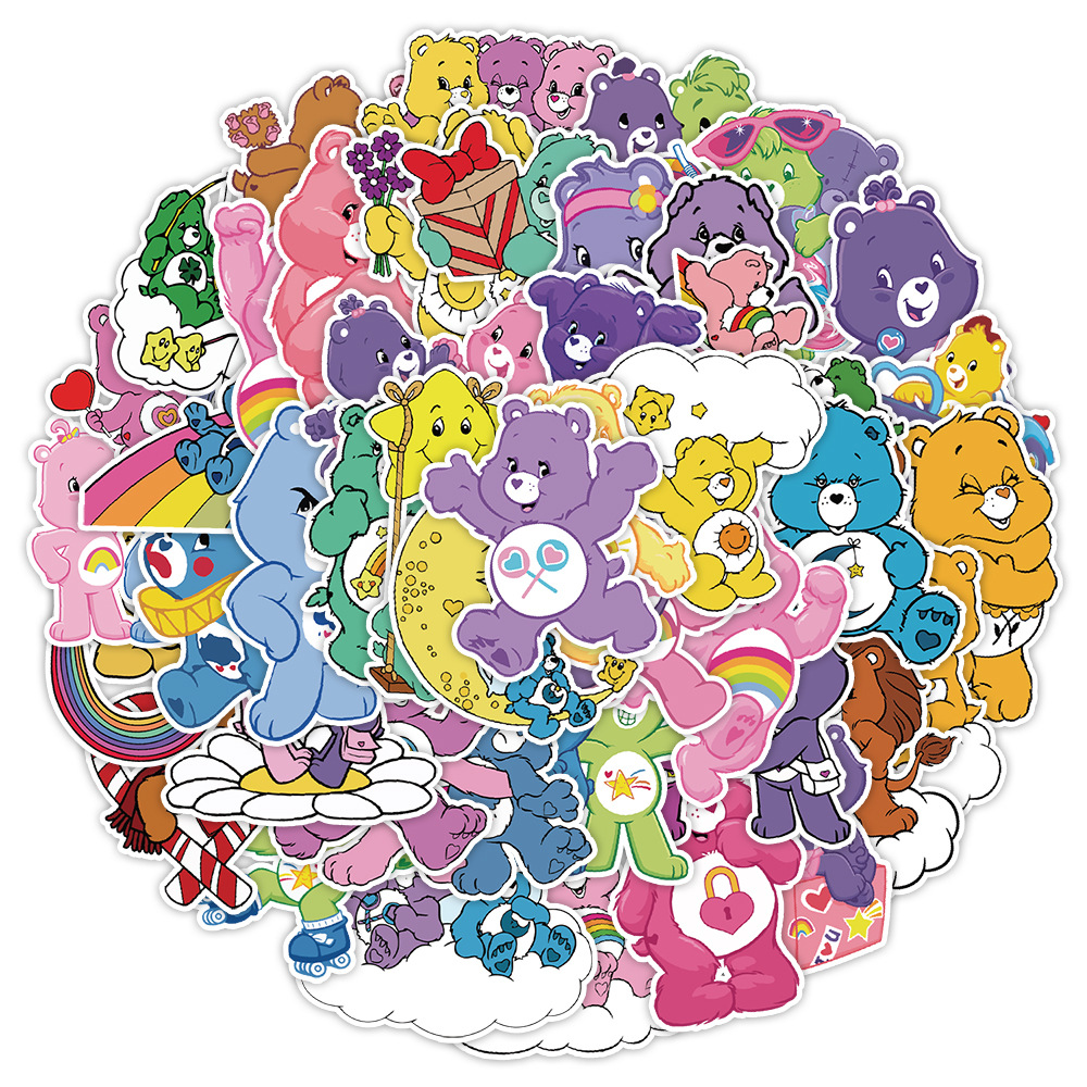 50张ins风爱心熊涂鸦贴纸笔记本文具盒装饰贴画防水创意儿童贴纸