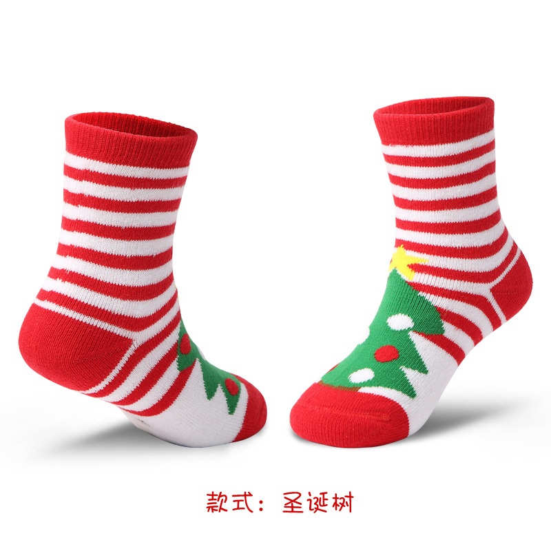 Autumn and Winter Thickened Middle Fleece-Lined Terry Sock Christmas Stockings Gift Socks Cotton Men and Women Children's Socks Factory Wholesale