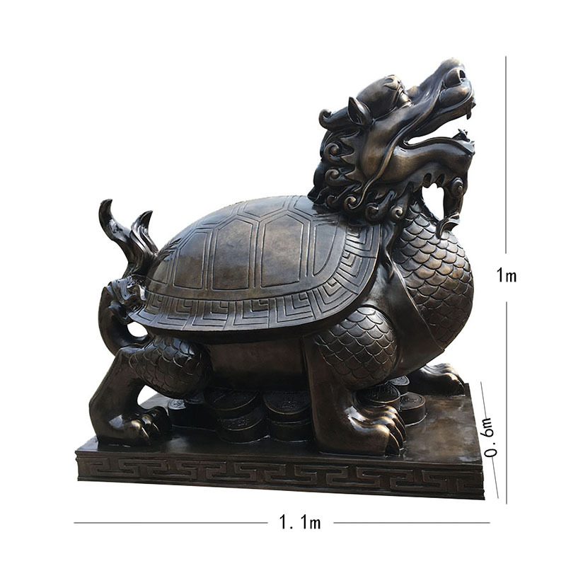 现货铸铜龙龟雕塑 大型风水神兽金钱龟长寿龟鳌龟模型铜雕摆件