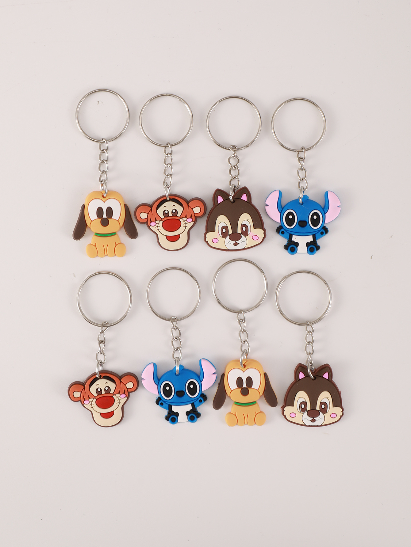 跨境pvc8个卡通动漫diy车钥匙扣可爱小狗小松鼠挎包公仔配件配饰