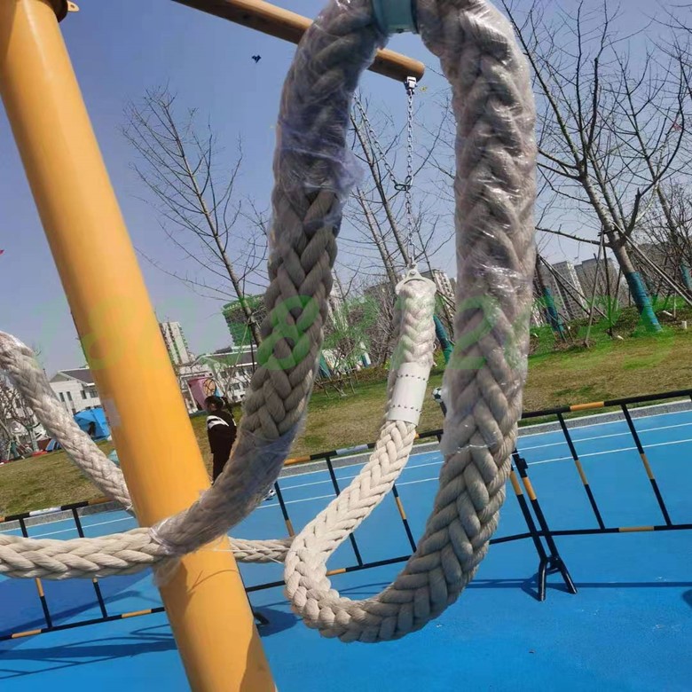 网红多人秋千绳厂家 粗聚乙烯缆绳 十二股绳 脚踩粗绳子150mm