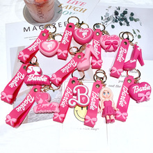 跨境外贸粉红芭比公主钥匙扣可爱Barbie挂件汽车钥匙链书包挂饰女
