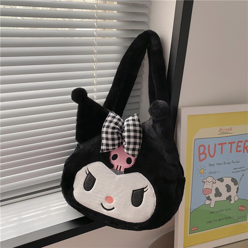 Japanese Ins Girl Heart Plush Bag Large Capacity Mummy Bag Little Devil Hand Bag Shoulder Bag Female Gift women bag