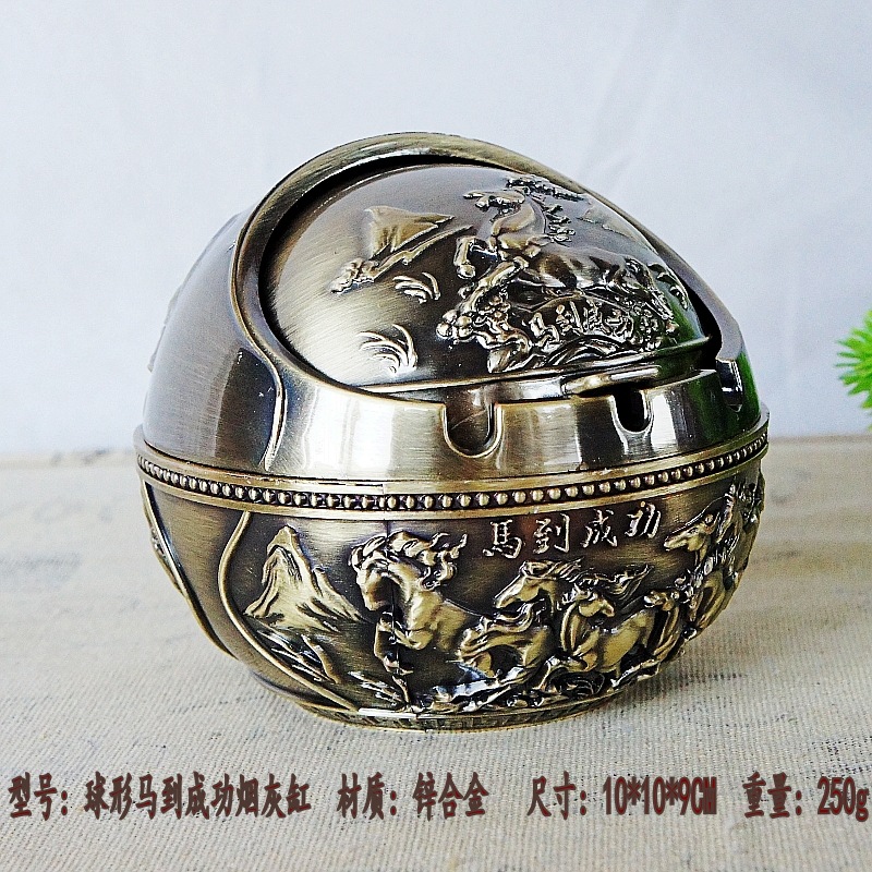 Spherical Jade Hare God of Wealth Ashtray Metal Manufacturing Texture Windproof Smoke-Proof Gift Birthday Gift Decoration Craft