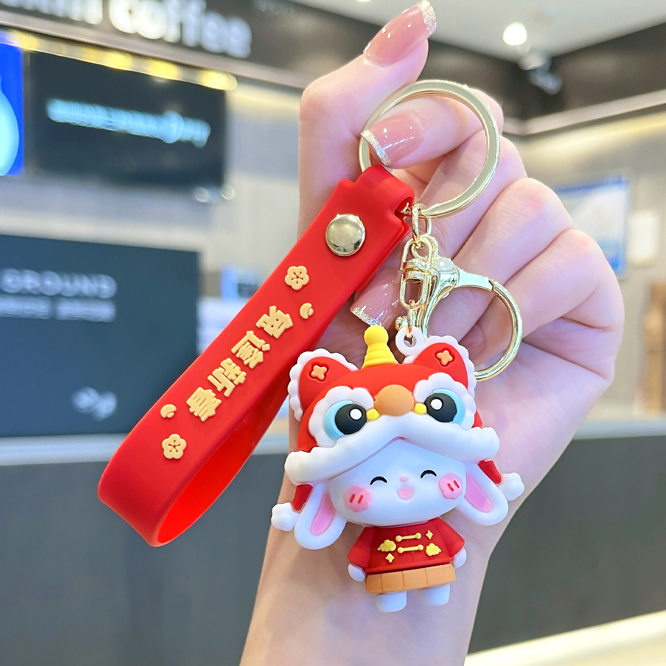 Chinese Style Rabbit Year Small Pendant Keychain Gift Wholesale Chinese Style Silicone Tang Suit Zodiac Doll Key Chain Gift