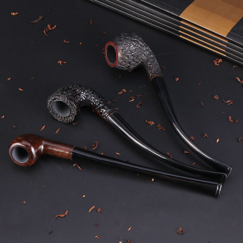 福腾烟具厂家现货石楠木长杆阅读烟斗 手工实木长嘴过滤烟斗