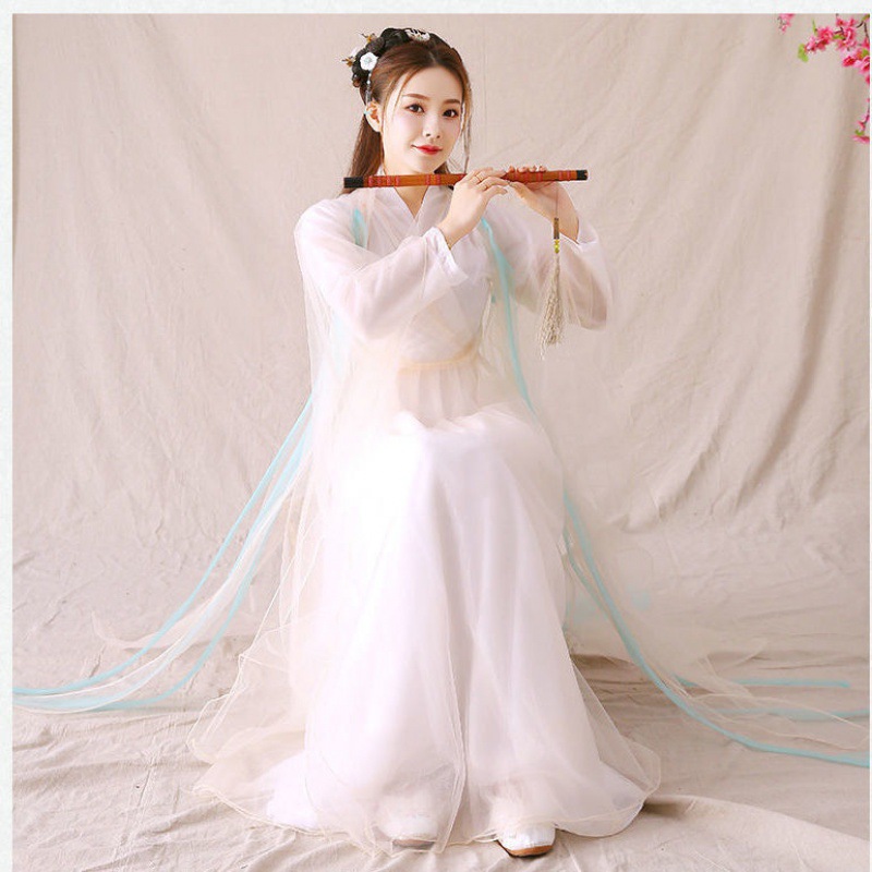 仙侠白浅款古装改良汉服仙女装古筝舞蹈演出服飘逸清新淡雅春夏装