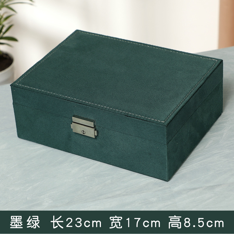 Spot Flannel Large Capacity Double-Layer Multifunctional Jewelry Box Jewelry Box Ring Bracelet Necklace Storage Box Wholesale