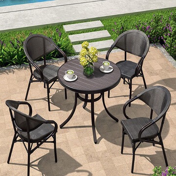 户外阳台桌椅藤椅三件套室外庭院藤编椅子花园露天休闲小茶几组合