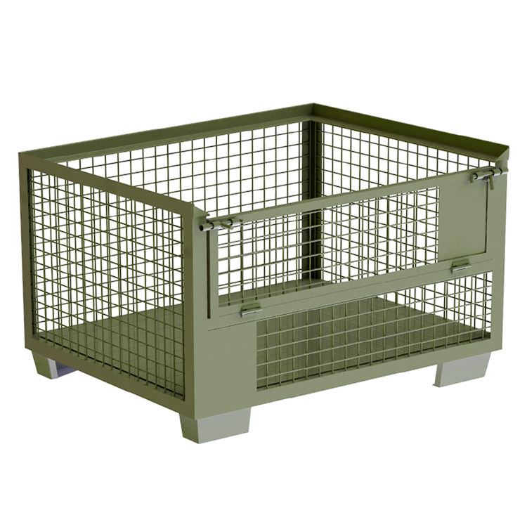 供应托盘 堆垛式钢制料箱 网格围栏托盘箱 四面进叉金属垫仓板