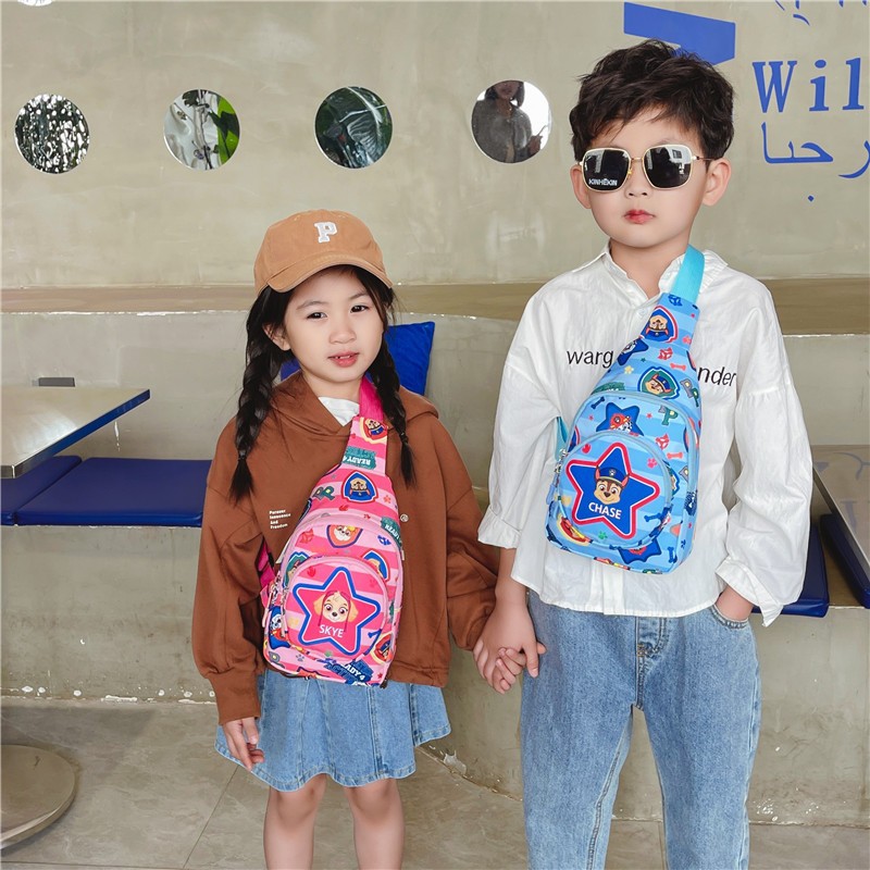 2023 Spring New Children's Bags Cartoon Oxford Cloth One Shoulder Crossbody Chest Bag Fashion Casual Children's Mobile Phone Bag