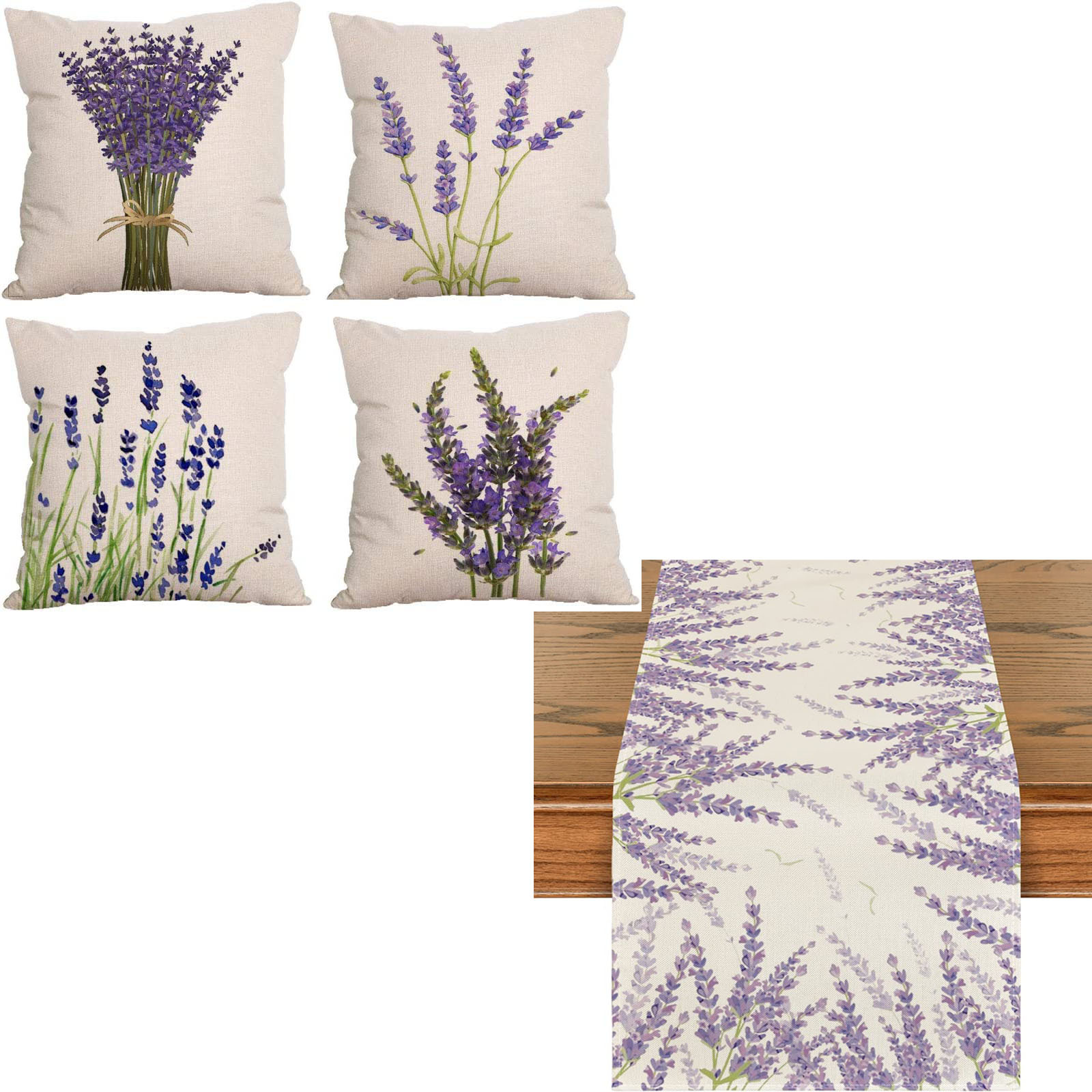 Simple Ins Style Lavender Flower Pillow Cover Dining Table Linen Table Runner Placemat Tea Table Fireplace Cabinet Table Towel