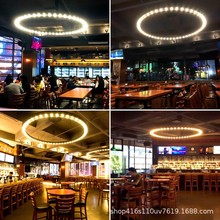 工业风LED音乐酒吧灯餐厅吊灯loft创意个性圆形圆环圆圈环形灯具