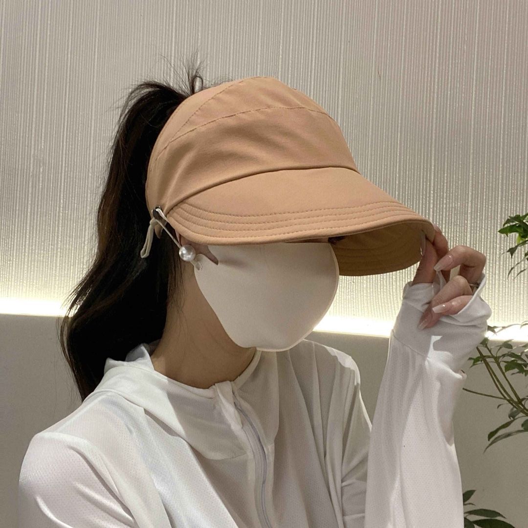 Summer New Women's Casual Peaked Cap Fashion High Ponytail Topless Hat UV-Proof Foldable