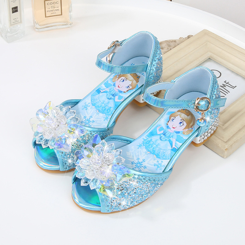 女童凉鞋2022夏季新款儿童水晶鞋中大童鱼嘴鞋小女孩舞台表演鞋子