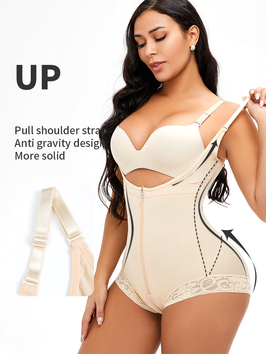 Topmelon European and American One-Piece Waist Slimming and Hip Lifting Tight Body Shaping Fat Woman plus Size Breasted Zipper Corset D1638