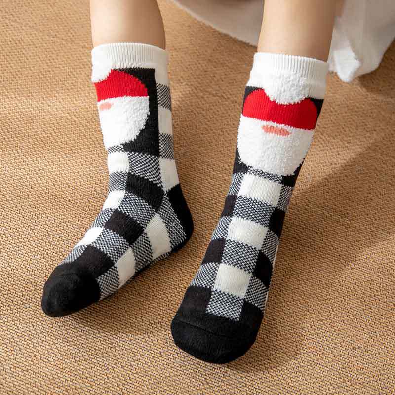 Christmas Stockings Room Socks Winter Snow Socks Months Children's Plush Coral Cashmere Socks Home Sleeping Socks Carpet Socks Leg Warmer