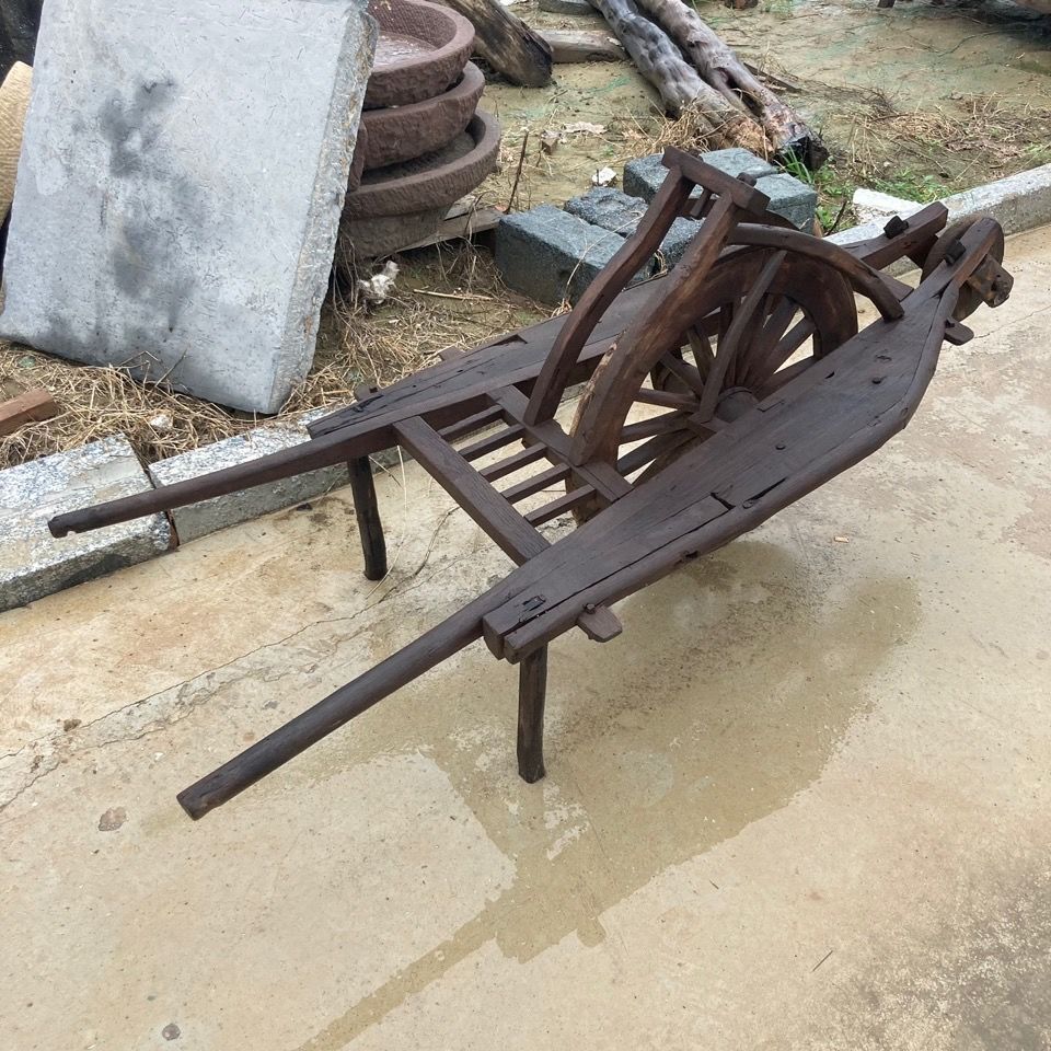 民俗老物件老木车独轮小推车手推车老农具农家院装饰影视道具摆件