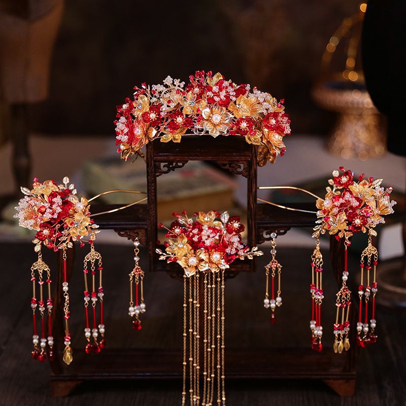 新娘头饰中式新款秀禾婚礼结婚古风步摇流苏凤冠古装龙凤褂品跨境
