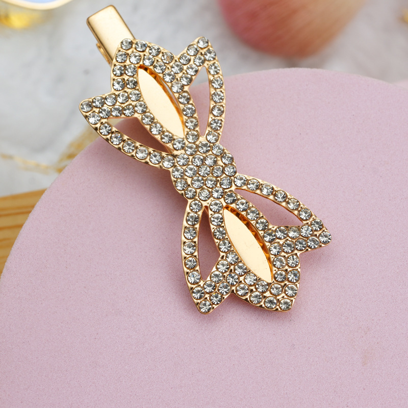 Japanese and Korean New Hair Accessories Bang Side Clip Starry Rhinestone Branch Bow with Pearl Barrettes All-Matching Jewelry Clip