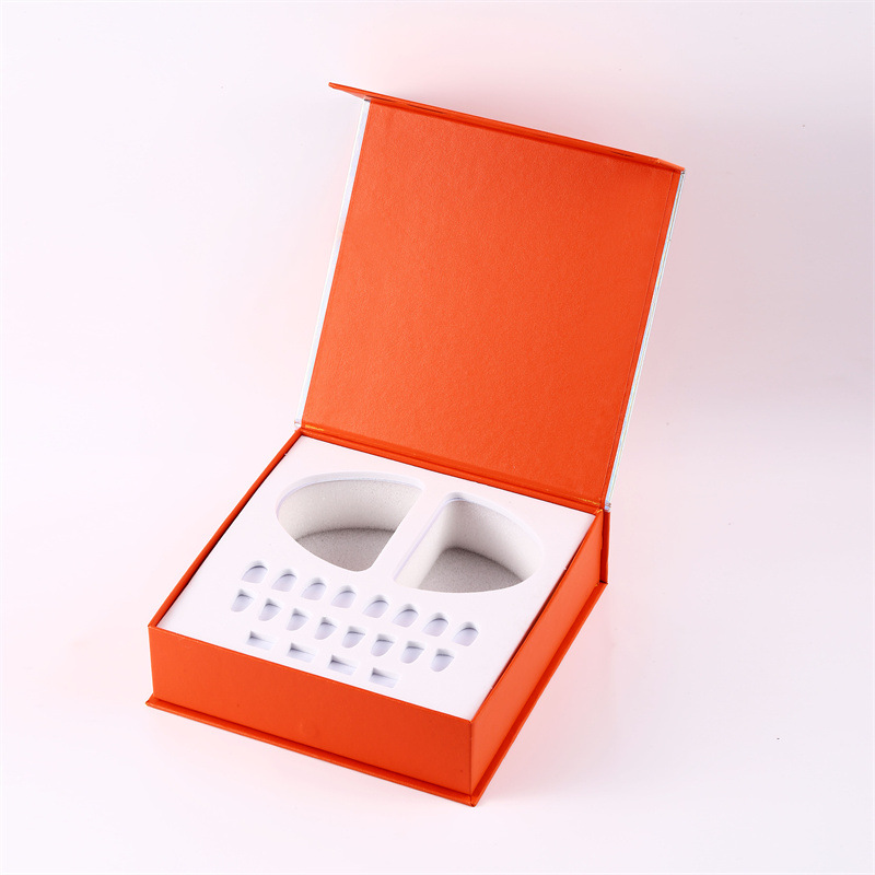 定做爱马仕橙烫金礼品盒书本式翻盖美牙贴面义齿包装盒带eva内衬