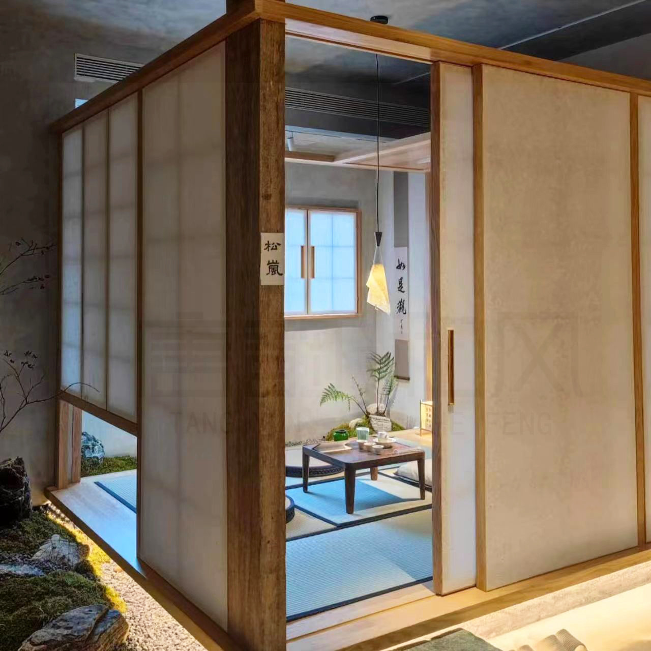 实木推拉门茶室移门日式格子门和室推拉门书房飘窗门榻榻米吊轨门