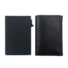 跨境黑色超纤钱包 magsafe磁吸铝盒适用iPhone多卡位卡包卡套批发