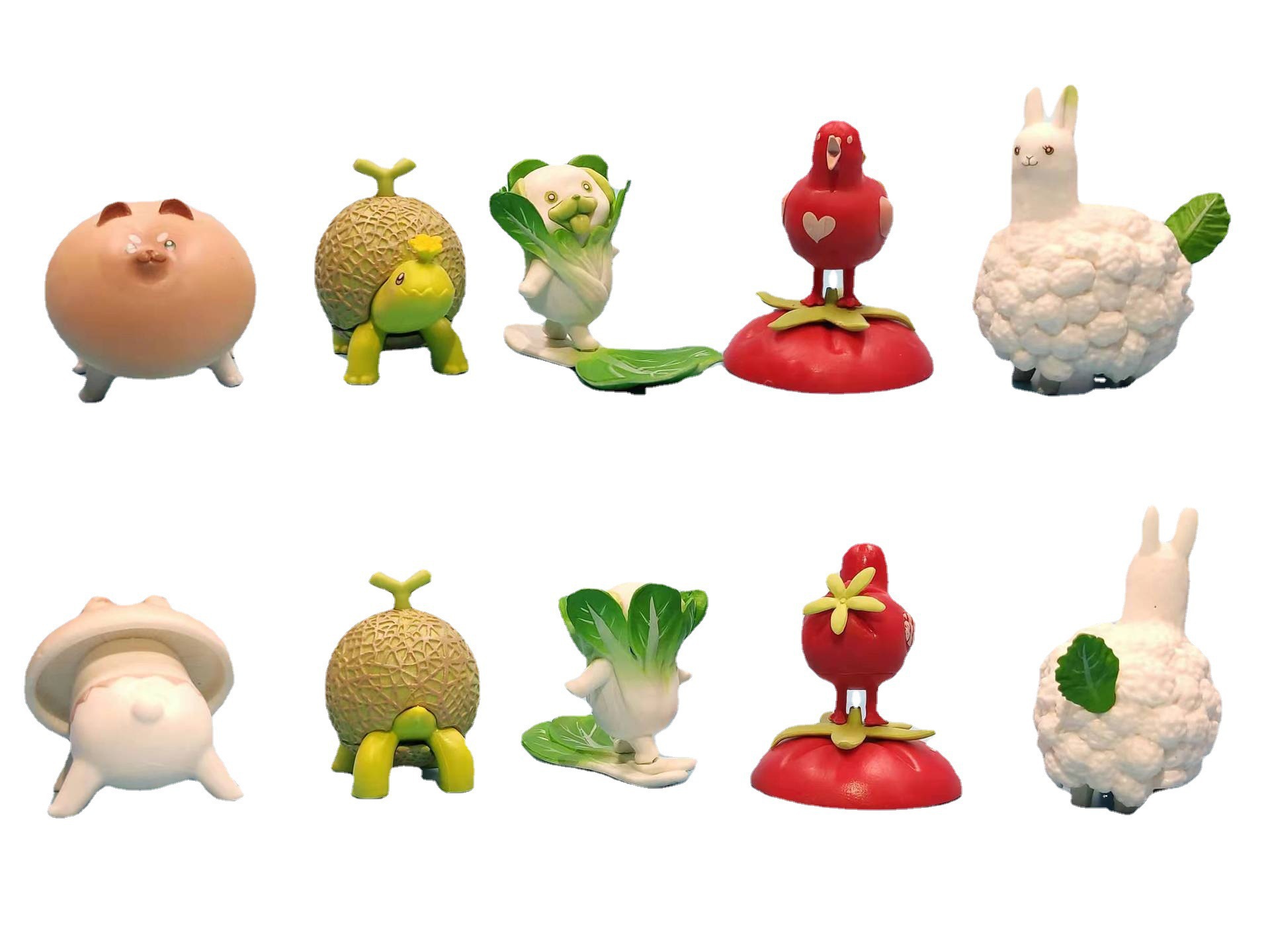 2代5款蔬菜精灵袋 花菜白菜西红柿白菜狗 公仔可爱卡通饰品手办