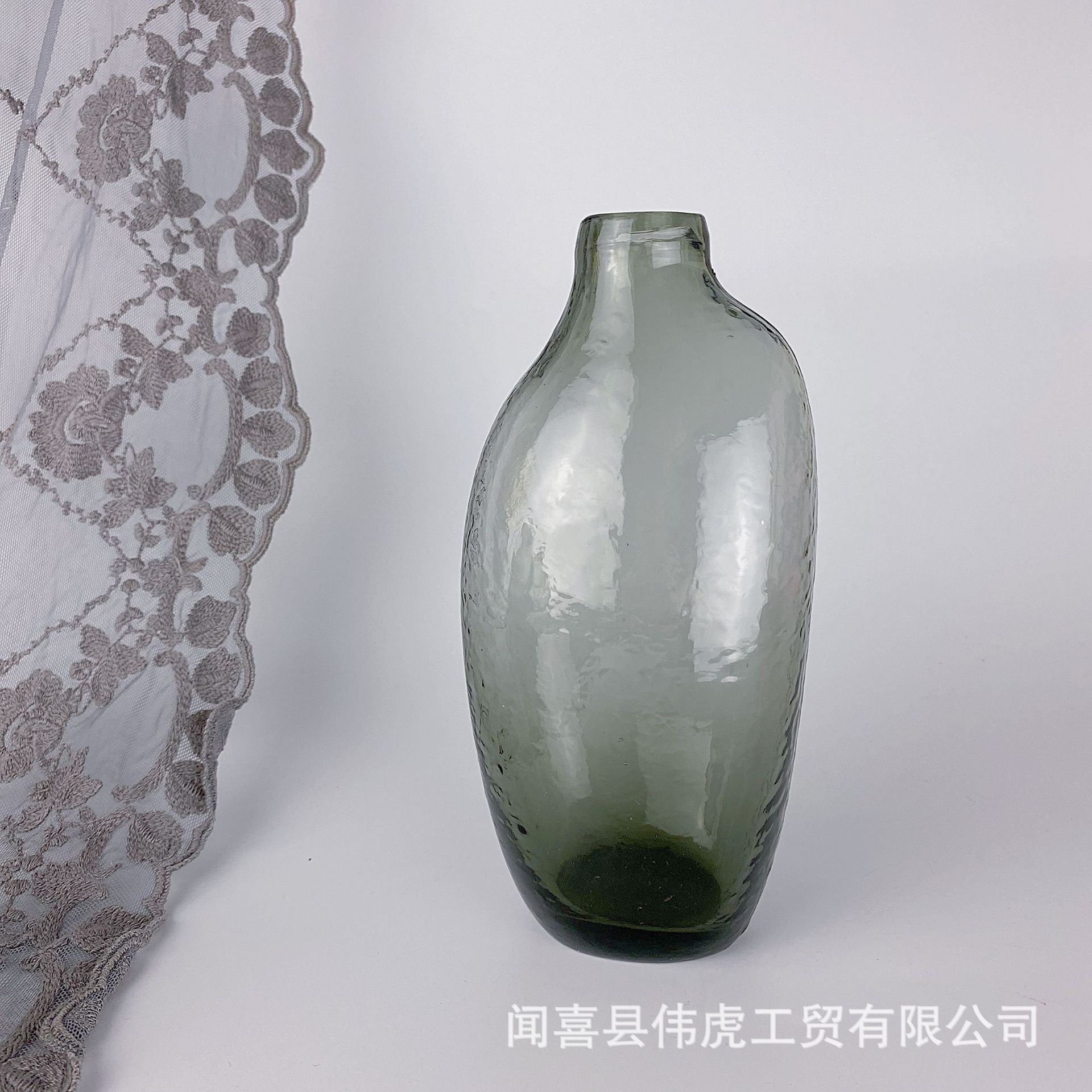 Japanese Zen Hammered Pattern Glass Vase Irregular Geometric Small Mouth Flower Device Living Room Flower Arrangement Home Decoration