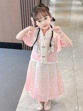 酷贝龙女童马面裙套装夏季薄款新款宝宝国风新中式小童夏装儿童汉