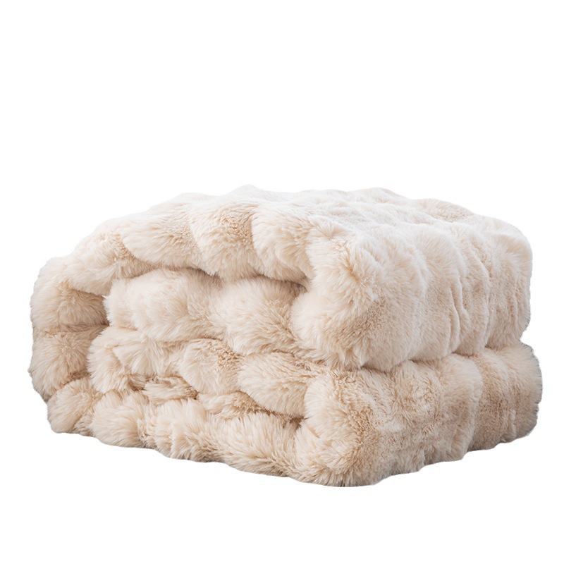 Tuscan Bubble Rabbit Blanket Imitation Rabbit Fur Sofa Cover Plush Premium Thick Blanket Office Winter Blanket
