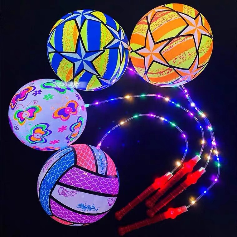 Flash Football Children's Night Market Pat Ball Colorful Flash Ball Luminous Basketball Outdoor Night Market Stall Toy