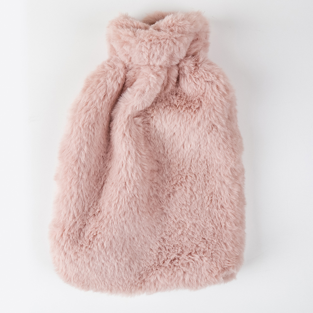 Winter Silicone Rubber Hot Water Bag Imitation Rabbit Fur Cover Hand Warmer Hot-Water Bag Drawstring Bag PVC Hot Water Bag Plush Cloth Cover