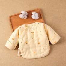 婴儿手工棉衣宝宝纯手工棉花棉袄秋冬半背衣新生儿保暖加棉和尚服