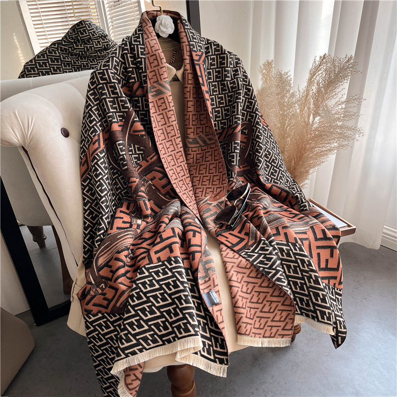 Original Design European and American Style Letter Scarf Autumn and Winter New Artificial Cashmere Scarf Women's 2022 Shawl Warm Scarf