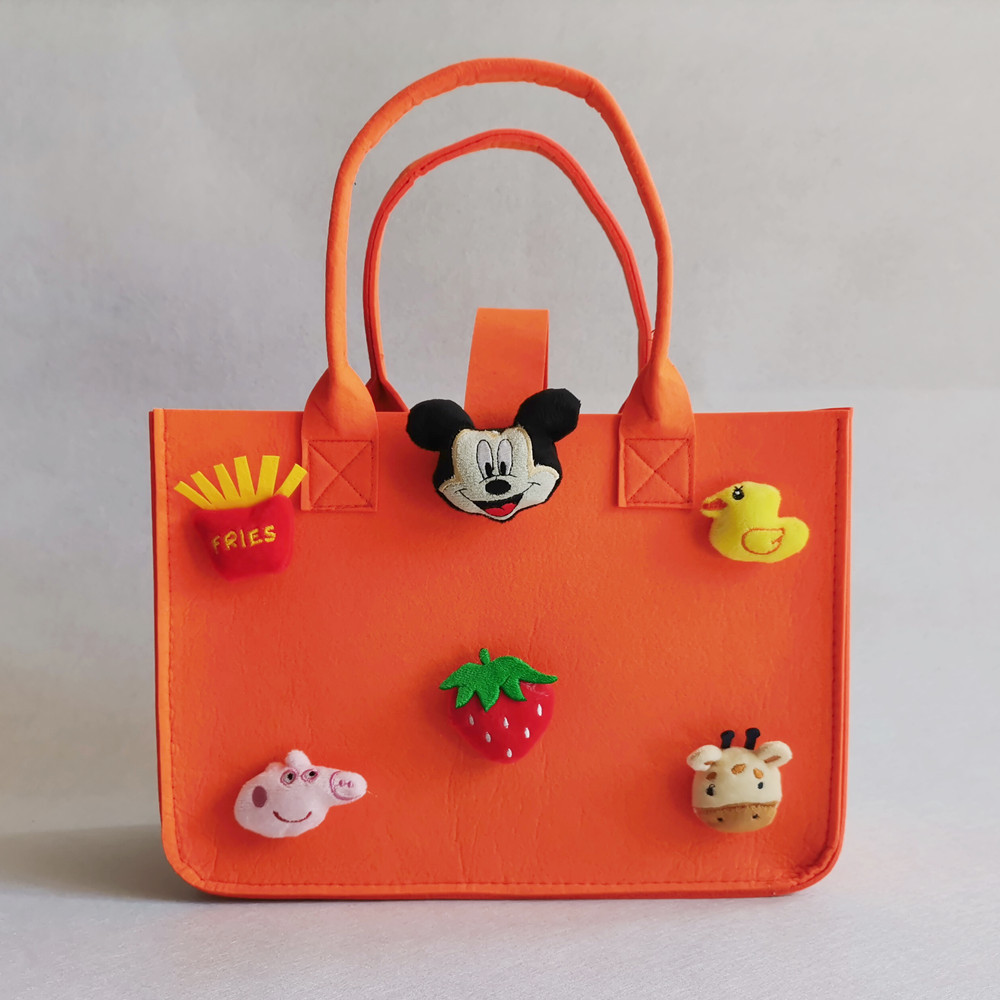 毛毡包卡通包儿童周岁喜蛋糖饼毛毡手提包装 百日宴手提礼品包