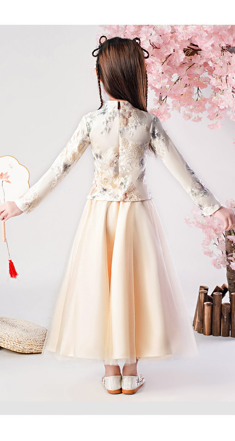 儿童汉服女古装超仙春秋女童唐装旗袍风公主春装女孩长袖裙子