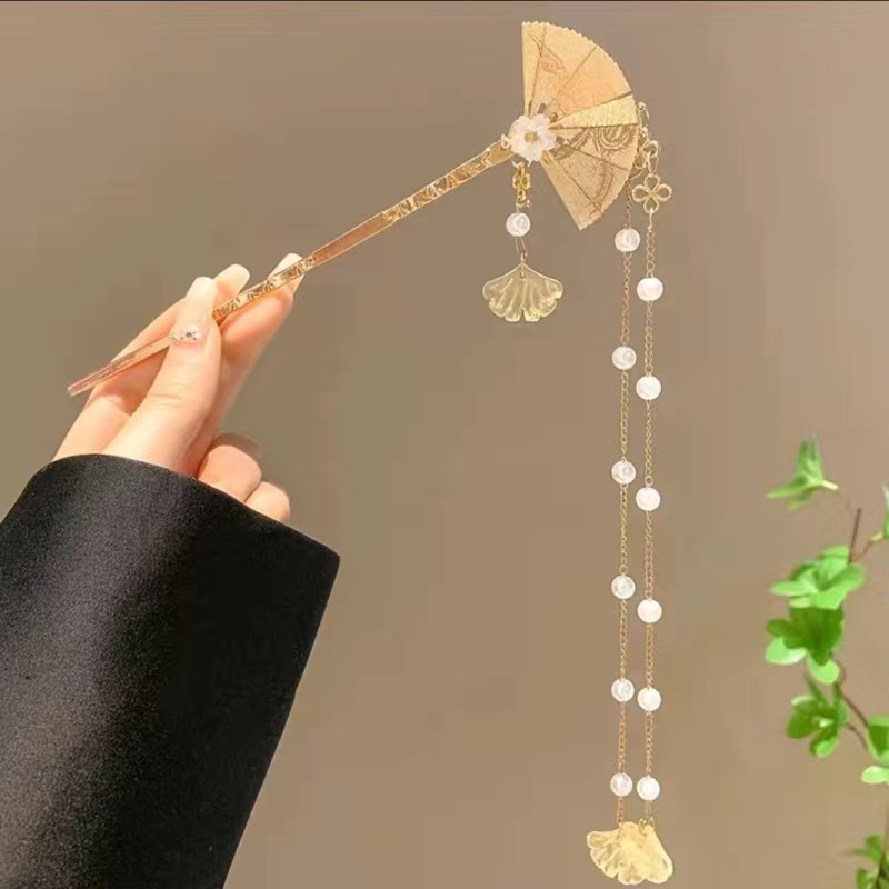 High-Grade New Chinese Style Hair Clasp Lily Hairpin Super Fairy Buyao Tassel Plate Hairpin Ancient Style Han Chinese Clothing Hair Accessories Headdress