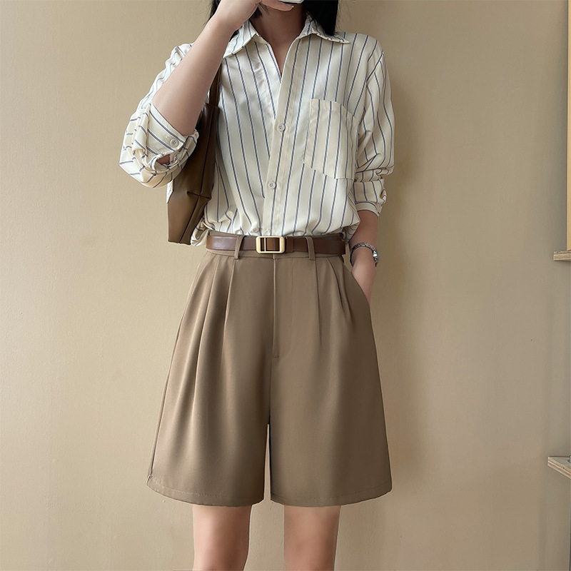 Suit Shorts Women's Outer Wear New High Waist Slimming Loose Wide Leg Pants Summer Thin Casual Straight-Leg Fifth Pants