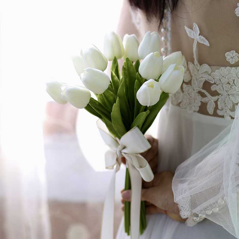 仿真花婚礼成品郁金香新娘手捧花领证婚纱照拍照道具花结婚真花束