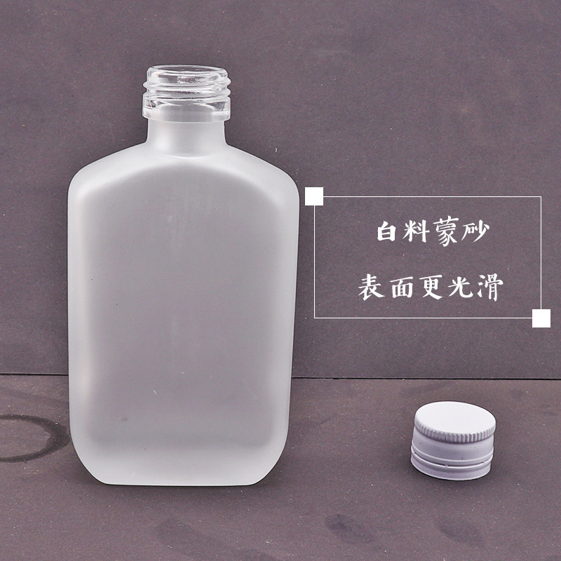 卓派方形瓶100ml酒瓶蒙砂烤花小白江酒瓶小酒瓶玻璃酒瓶斜肩方瓶