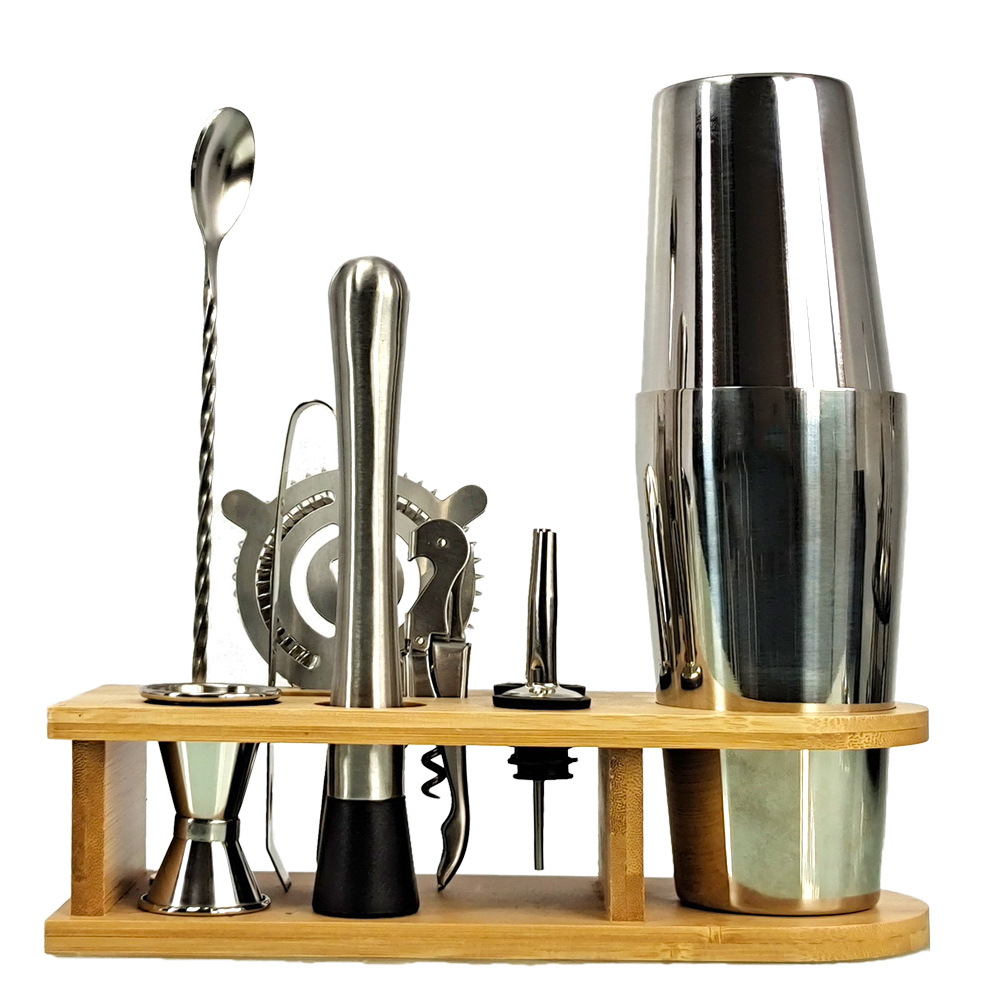 酒吧雪克杯调酒工具不锈钢波士顿调酒器鸡尾酒摇酒器10件套装