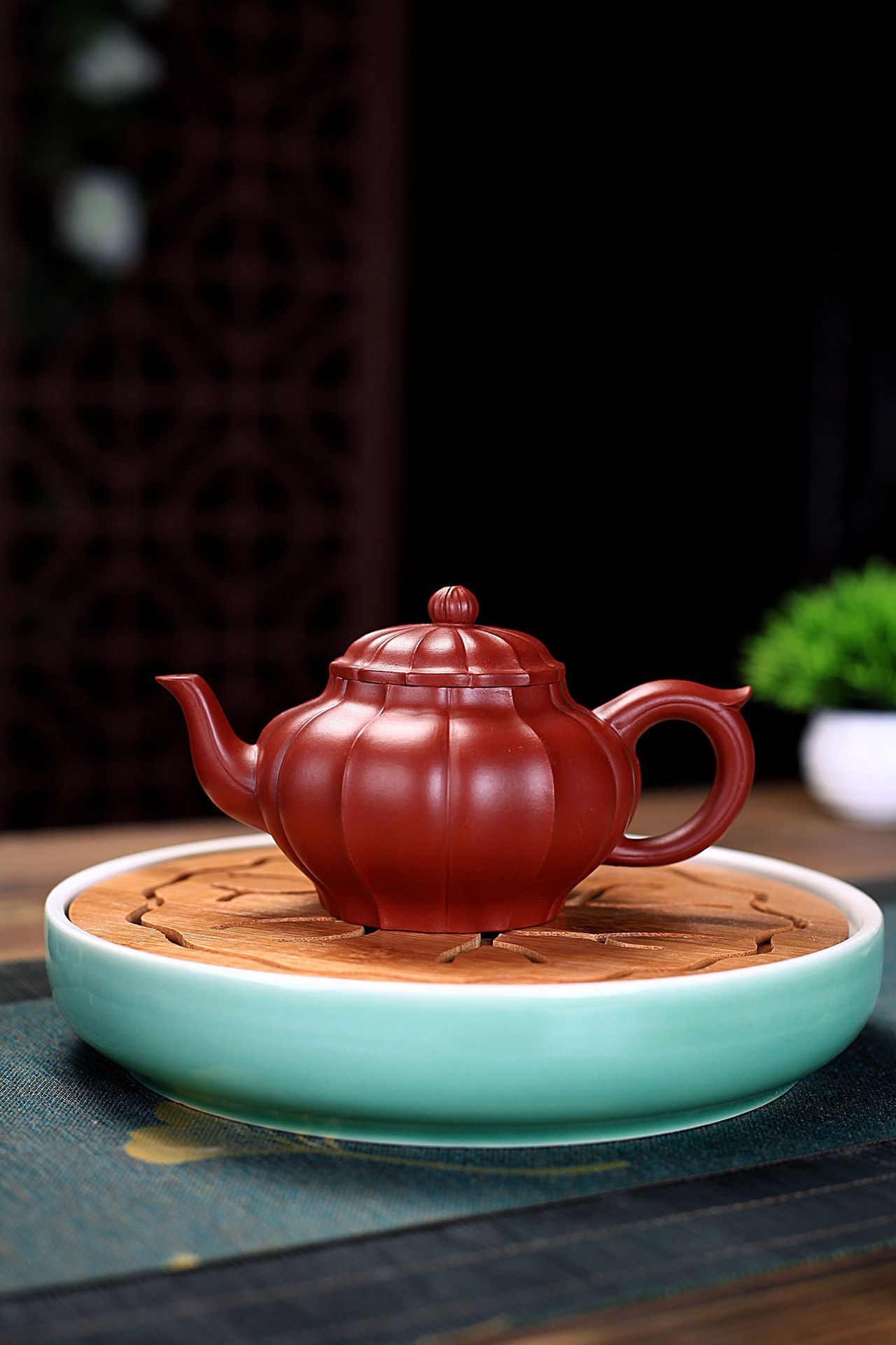 宜兴原矿紫砂壶纯手工锦囊笑樱壶大红袍功夫茶具茶壶卡盖筋纹壶