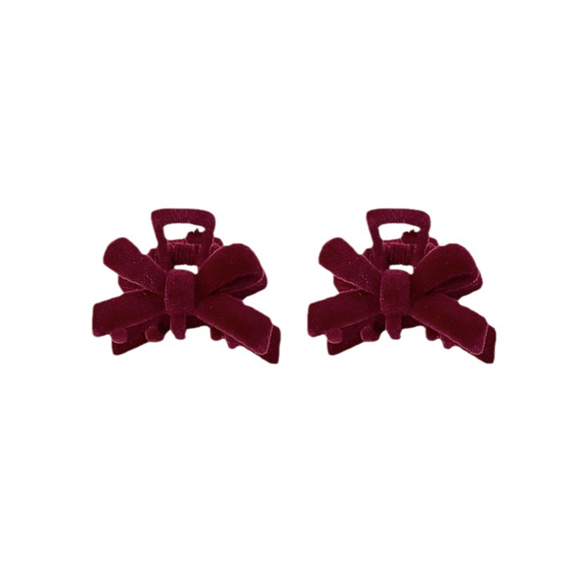 Autumn and Winter Velvet Bow Niche Design Sense Small Clip Bangs Broken Hair Small Hairpin Headdress Side Clip Hair Accessories