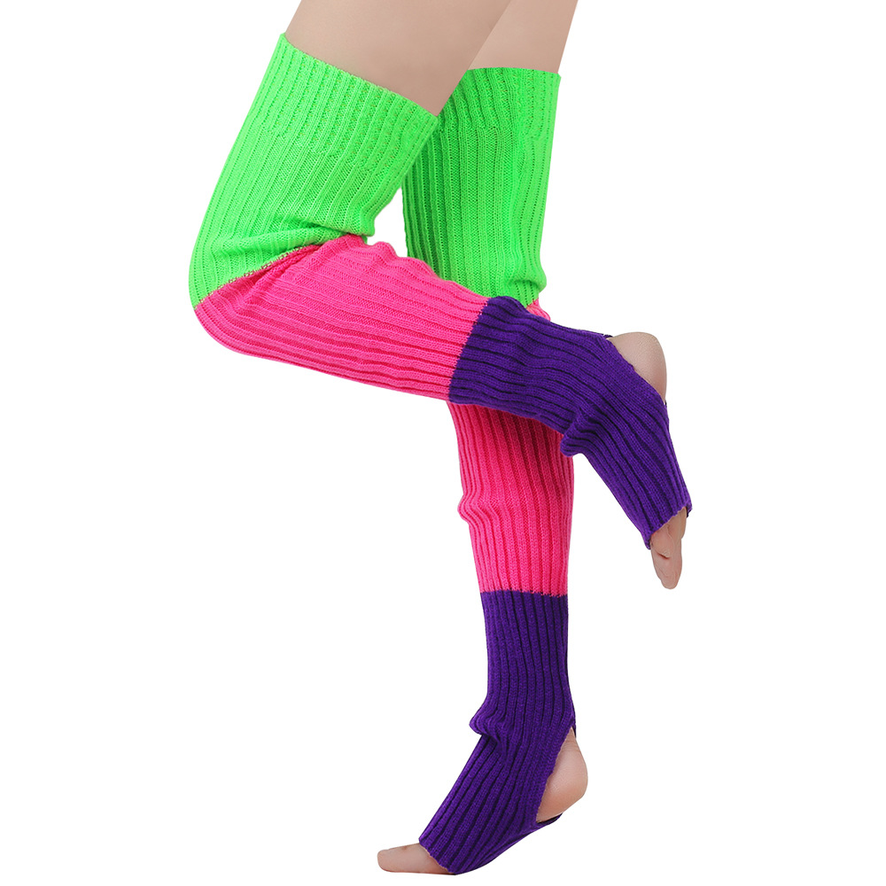 Cross-Border Color Knitted Woolen Yarn Socks Lengthened 81cm Bunching Socks Women's Autumn and Winter Warm Yoga Warm Leg Warmer Woolen Yarn Socks Foot Sock