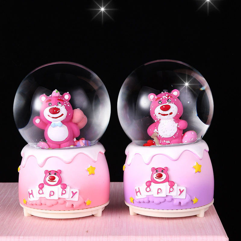 Best-Seller on Douyin Strawberry Bear Star Lamp Crystal Ball Luminous Luminous Glass Ball Factory Wholesale Children's Holiday Gifts