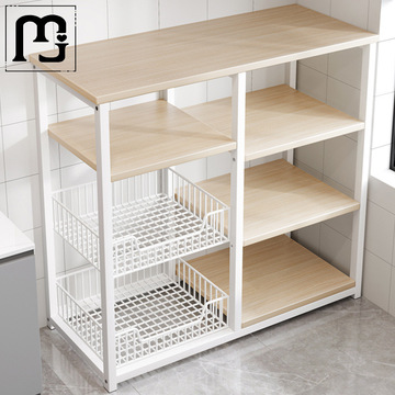 贝群厨房置物架落地多层收纳储物架货架杂物架子家用阳台多功能展